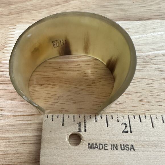 Buffalo Horn Wide Cuff Bangle Bracelet Handcrafted Bohemian Neutral - Picture 9 of 11